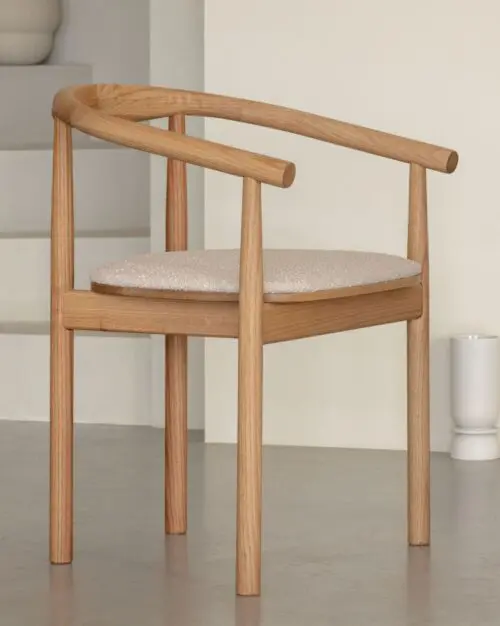 Chaise de salle à manger Calm | Naturel | Bouclé beige