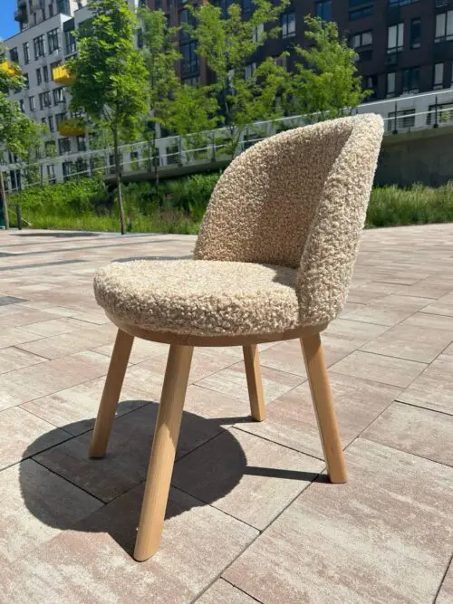 Japandi Eetkamerstoel Samba | Licht Eiken | Beige Bouclé