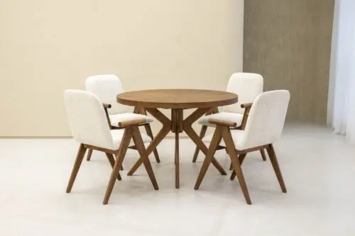 Japandi Eettafel Mojo | Bruin | Uitschuifbaar | rond 110 cm