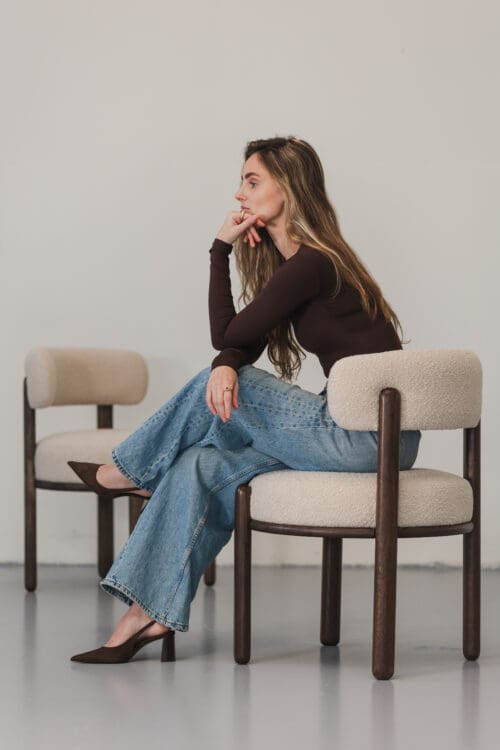 Eetkamerstoel Julia | Walnoot | Bouclé