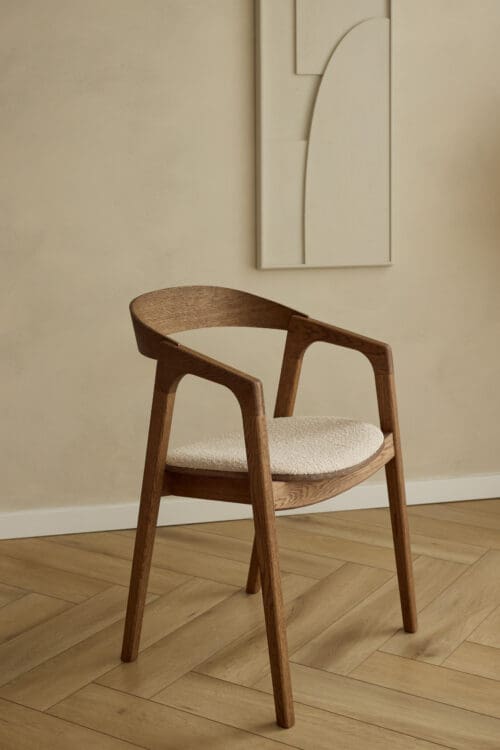 Maral Dining Chair | Bronze | Beige Boucle