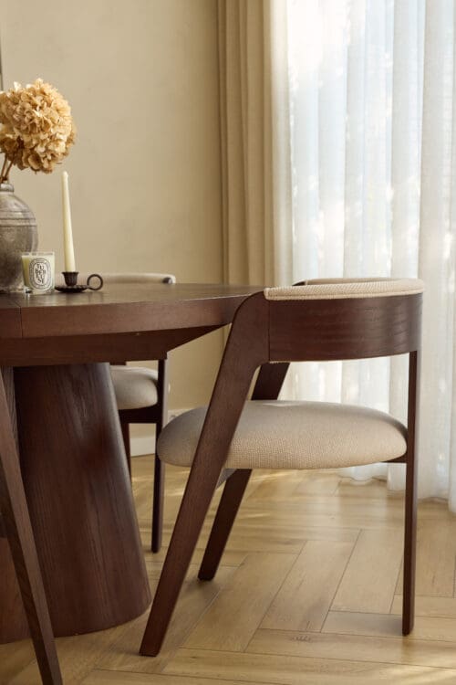 Lviv Dining Chair | Walnut | Cream