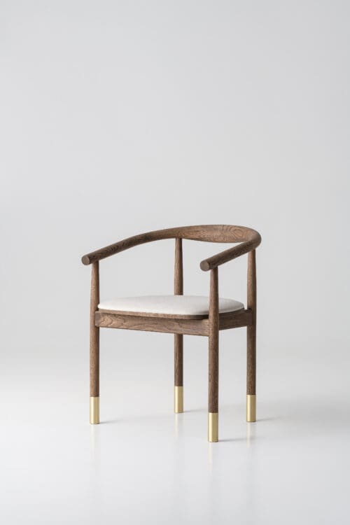 Japandi Dining Chair Calm | Bronze | Velvet | Golden Sockets