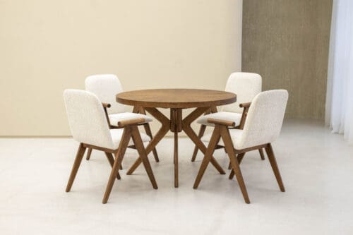 Japandi Dining Table Mojo | Brown | Extendable | Round 110 cm