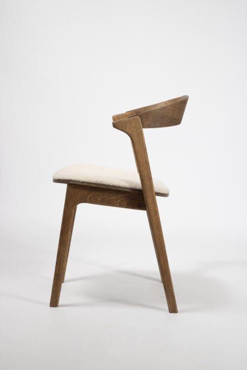 Chaise de salle à manger Japandi Mar | Bronze | Bouclé beige